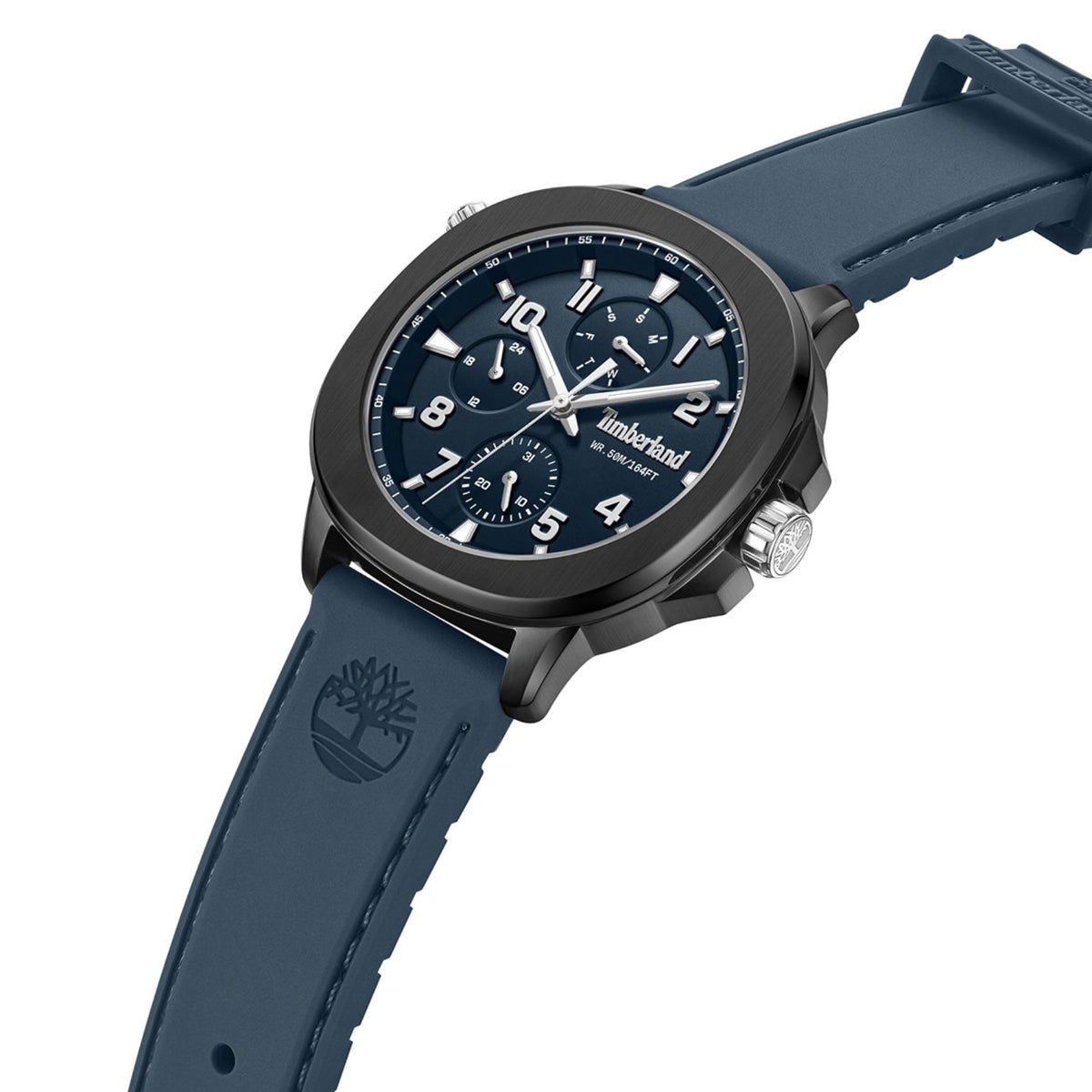 Μπλε καντράν ρολογιού Timberland Hopkinton TDWGF00838X0 διαμέτρου 44mm με μαύρο στεφάνι και δεύτερο μπλε λουράκι σιλικόνης