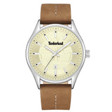 Ανδρικό ρολόι Timberland Jenkins-Z TDWGB9001003 με ταμπά δερμάτινο λουράκι και μπεζ καντράν 42.5 mm.