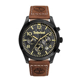 Ανδρικό ρολόι Timberland Killington Peak TDWGC0068802 χρονογράφος με καφέ δερμάτινο λουράκι και μαύρο καντράν 43 mm.