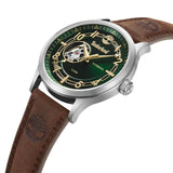 Πλάγια όψη του Timberland Langerbuck TDWGE0041902 με καφέ λουράκι και skeleton καντράν.