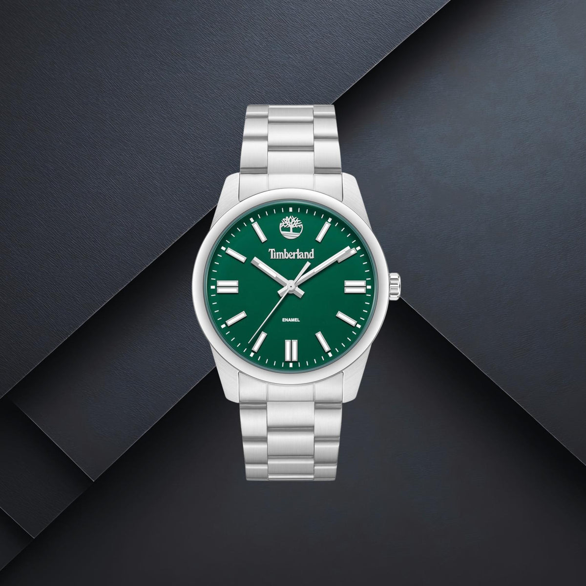 Ανδρικό ρολόι Timberland Midnight Mine TDWGG0094802 με ασημί μπρασελέ και πράσινο καντράν 42mm