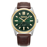 Ανδρικό ρολόι Timberland Northbridge TDWGB0041206 με καφέ δερμάτινο λουράκι και πράσινο καντράν 45 mm.