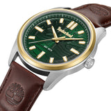 Πλάγια όψη του Timberland Northbridge TDWGB0041206 με καφέ δερμάτινο λουράκι και πράσινο καντράν.