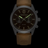 Ανδρικό ρολόι Timberland Northbridge TDWGF0041202 με ταμπά δερμάτινο λουράκι και καφέ καντράν 45 mm.