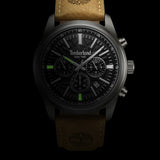 Ανδρικό ρολόι Timberland Northbridge TDWGF0041205 με καφέ δερμάτινο λουράκι και μαύρο καντράν 45 mm.