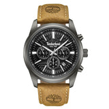 Ανδρικό ρολόι Timberland Northbridge TDWGF0041205 με καφέ δερμάτινο λουράκι και μαύρο καντράν 45 mm