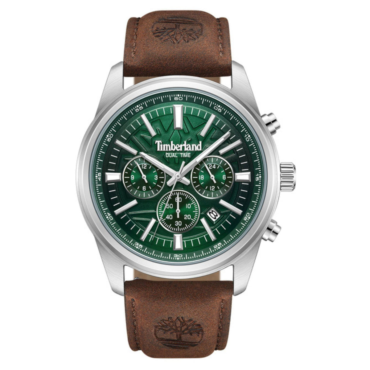 Ανδρικό ρολόι Timberland Northbridge TDWGF0041206 με καφέ δερμάτινο λουράκι και πράσινο καντράν