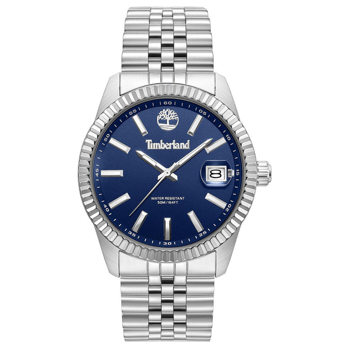 Ανδρικό ρολόι Timberland Northerd TDWGH0083701 με ασημί ατσάλινο μπρασελέ, μπλε καντράν και κάσα 41 mm.