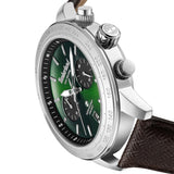 Κοντινή λήψη του πράσινου καντράν του Timberland Raynham TDWGF0075103 με χρονογράφο και ημερομηνία.