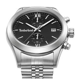 Κοντινό στο μαύρο καντράν του Timberland Ripgorge TDWGI0075204 με λειτουργία χρονογράφου και ημερομηνία.