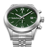 Κοντινό στο πράσινο καντράν του Timberland Ripgorge TDWGI0075205 με χρονογράφο και ημερομηνία