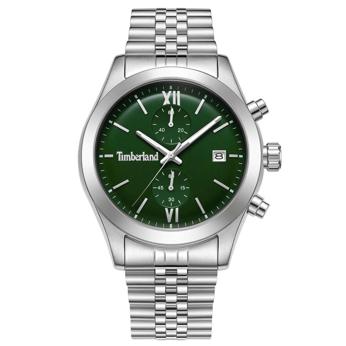 Ανδρικό ρολόι Timberland Ripgorge TDWGI0075205 χρονογράφος με ασημί μπρασελέ και πράσινο καντράν 44 mm.