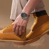 Φορεμένο στον καρπό ανδρικό ρολόι Timberland Ripgorge TDWGI0075205 χρονογράφος με ασημί μπρασελέ και πράσινο καντράν 44 mm.