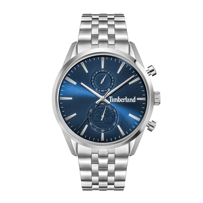 Ανδρικό ρολόι Timberland Sheepscot TDWGI0068701 χρονογράφος με ασημί μπρασελέ και μπλε καντράν 43 mm.