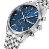 Πλάγια όψη του Timberland Sheepscot TDWGI0068701 με ασημί μπρασελέ και μπλε καντράν.