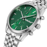 Πλάγια όψη του Timberland Sheepscot TDWGI0068703 με ασημί μπρασελέ και πράσινο καντράν.