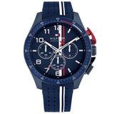 Ανδρικό ρολόι Tommy Hilfiger 1792169 χρονογράφος με μπλε καουτσούκ λουράκι και μπλε καντράν 46mm.