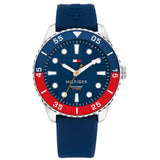 Ανδρικό ρολόι Tommy Hilfiger Oceanic 1792200 με μπλε λουράκι σιλικόνης, μπλε καντράν και μπλε-κόκκινη κάσα διαμέτρου 42mm με quartz μηχανισμό