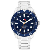 Ανδρικό ρολόι Tommy Hilfiger Oceanic 1792202 με ασημί ατσάλινο μπρασελέ, μπλε καντράν 42mm και quartz μηχανισμό.