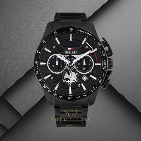Ρολόι Tommy Hilfiger Bank 1792262 Χρονογράφος Με Μαύρο Ατσάλινο Μπρασελέ