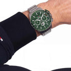 Ανδρικό Ρολόι Tommy Hilfiger Bank 1792293 Με Ασημί Μπρασελέ & Πράσινο Καντράν