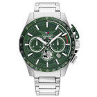 Ανδρικό Ρολόι Tommy Hilfiger Bank 1792293 Με Ασημί Μπρασελέ & Πράσινο Καντράν