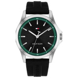 Ανδρικό ρολόι Tommy Hilfiger Bruce 1710739 με μαύρο λουράκι από καουτσούκ και μαύρο καντράν 42mm.