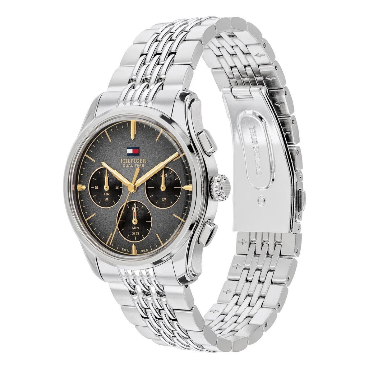 Μαύρο καντράν ρολογιού Tommy Hilfiger Empire 1710812 διαμέτρου 38mm με χρονογράφο