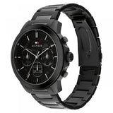 Ανδρικό ρολόι Tommy Hilfiger Henry 1710685 με μαύρο ατσάλινο μπρασελέ και μαύρο καντράν 43mm, πλαϊνή όψη.