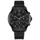 Ανδρικό ρολόι Tommy Hilfiger Henry 1710685 με μαύρο ατσάλινο μπρασελέ και μαύρο καντράν 43mm.