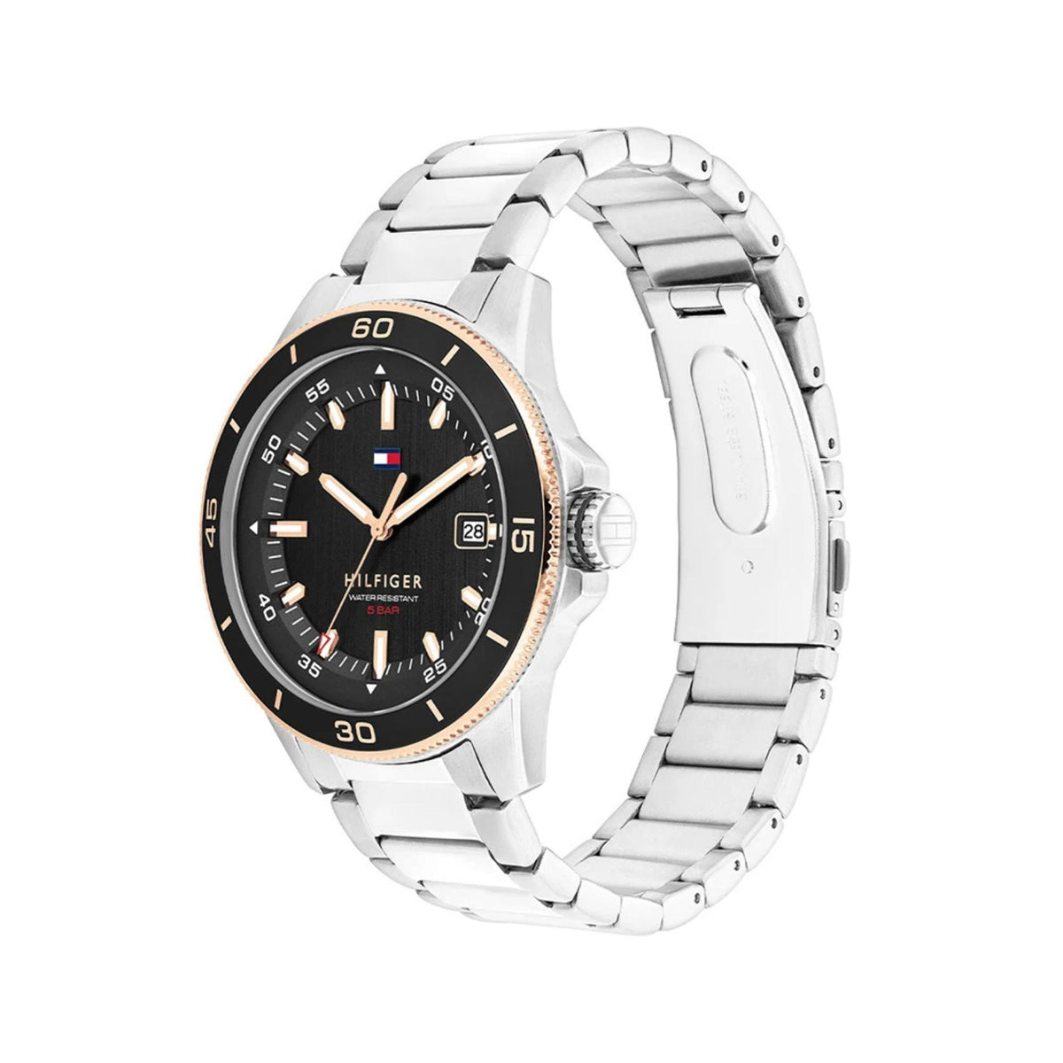 Μαύρο καντράν ρολογιού Tommy Hilfiger Remy 1792228 διαμέτρου 43mm με ένδειξη ημερομηνίας