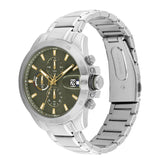 Ανδρικό ρολόι Tommy Hilfiger 1792197 με ασημί ατσάλινο μπρασελέ και πράσινο καντράν 43mm.