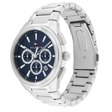Μπλε καντράν 43mm του ανδρικού ρολογιού Tommy Hilfiger Sam 1792253 με ενδείξεις χρονογράφου και ημερομηνίας.