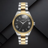 Ανδρικό ρολόι Vogue Rey 2020650461 με μαύρο καντράν 41mm και δίχρωμο ατσάλινο μπρασελέ σε ασημί και χρυσό χρώμα με ένδειξη ημερομηνίας.