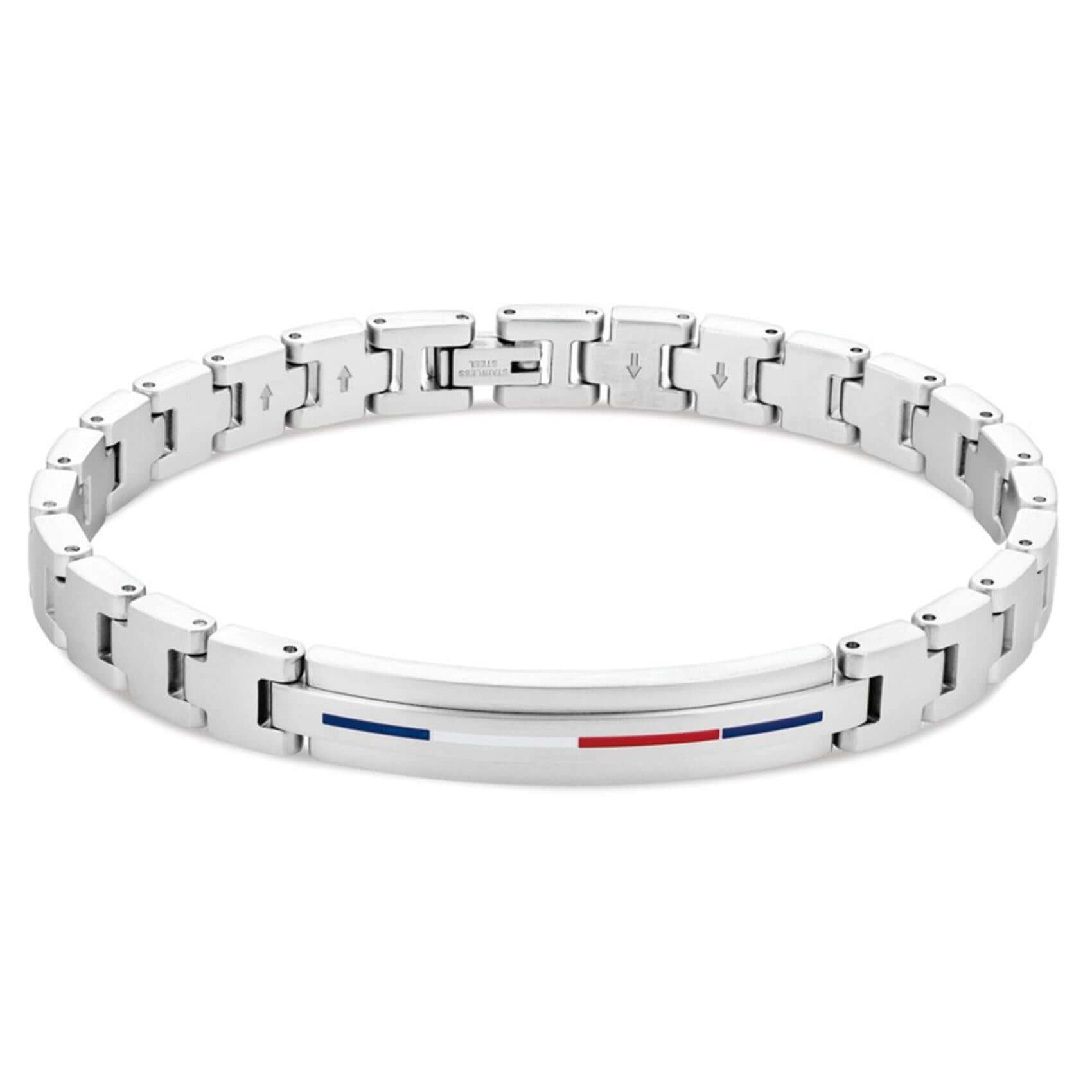 Ανδρική χειροπέδα Tommy Hilfiger 2790313 από ανοξείδωτο ατσάλι σε ασημί χρώμα, μήκους 21 cm με αποσπώμενα τμήματα για προσαρμογή