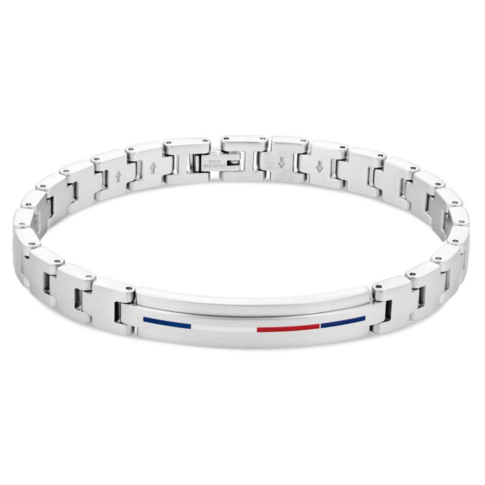 Ανδρική χειροπέδα Tommy Hilfiger 2790313 από ανοξείδωτο ατσάλι σε ασημί χρώμα, μήκους 21 cm με αποσπώμενα τμήματα για προσαρμογή