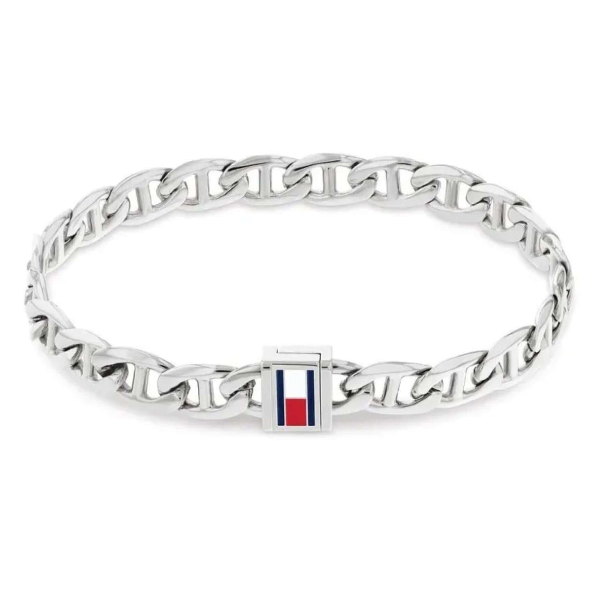 Ανδρική χειροπέδα Tommy Hilfiger 2790645 από ανοξείδωτο ατσάλι σε ασημί χρώμα, μήκους 19 cm με αποσπώμενα τμήματα για προσαρμογή