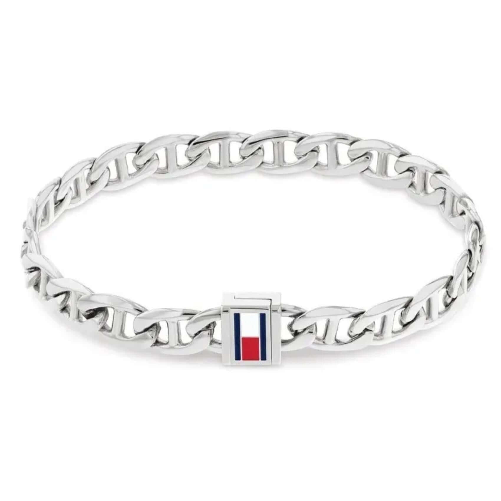 Ανδρική χειροπέδα Tommy Hilfiger 2790645 από ανοξείδωτο ατσάλι σε ασημί χρώμα, μήκους 19 cm με αποσπώμενα τμήματα για προσαρμογή