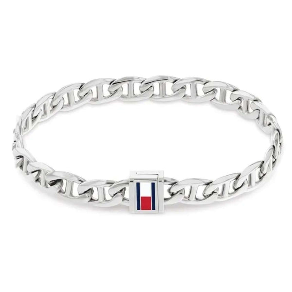 Ανδρική χειροπέδα Tommy Hilfiger 2790645 από ανοξείδωτο ατσάλι σε ασημί χρώμα, μήκους 19 cm με αποσπώμενα τμήματα για προσαρμογή