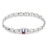 Ανδρική χειροπέδα Tommy Hilfiger 2790645 από ανοξείδωτο ατσάλι σε ασημί χρώμα, μήκους 19 cm με αποσπώμενα τμήματα για προσαρμογή