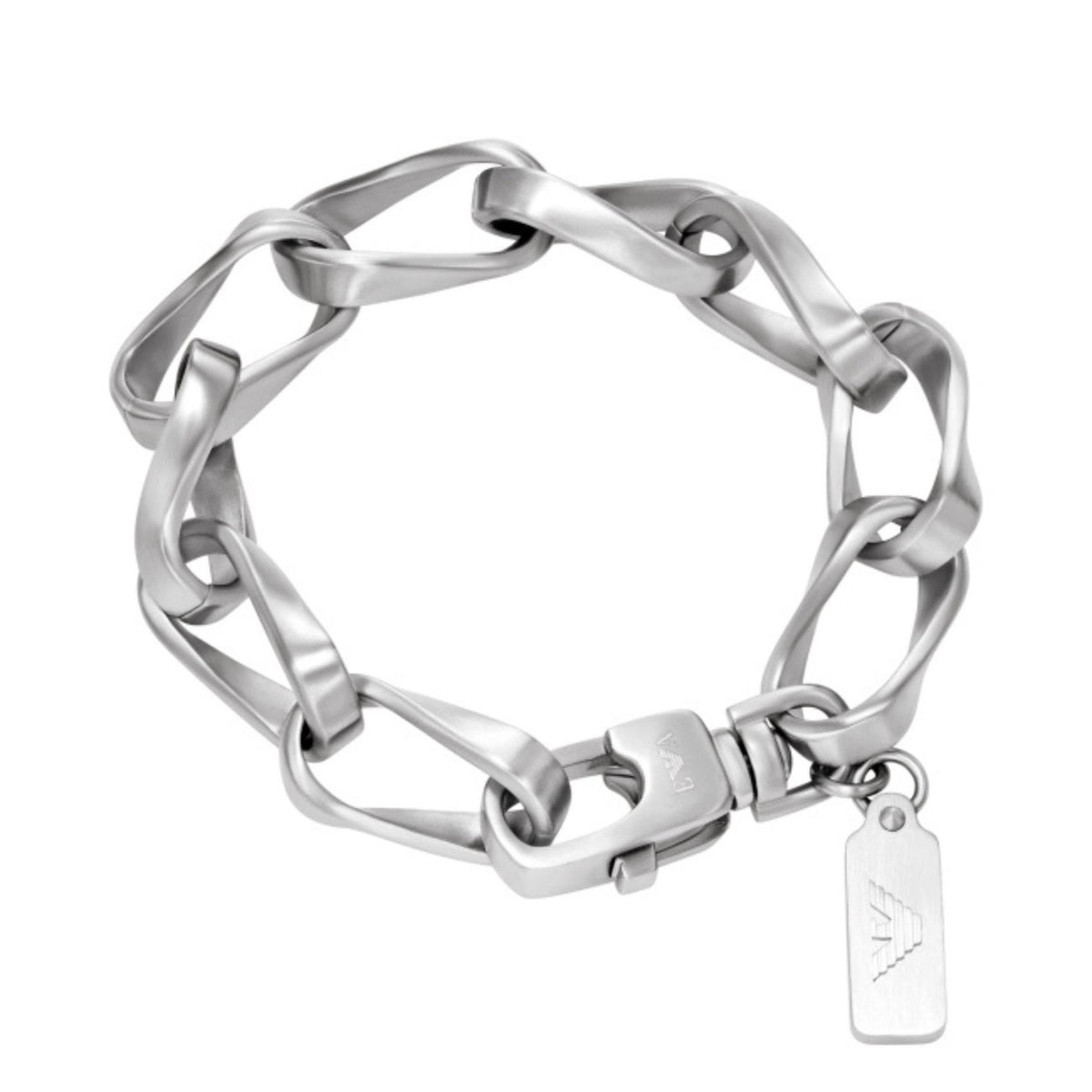Ανδρικό βραχιόλι αλυσίδα Emporio Armani Trend EGS3302040 από ανοξείδωτο ατσάλι σε ασημί χρώμα με χοντρούς στριφτούς κρίκους