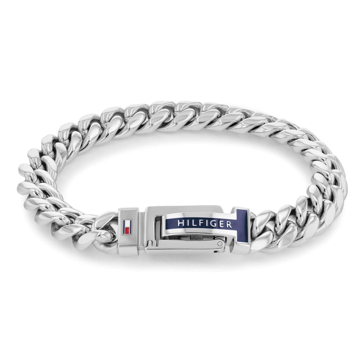 Ανδρικό ατσάλινο βραχιόλι Tommy Hilfiger σε ασημένιο χρώμα με πλέξη μπρασελέ.