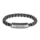 Ανδρικό Βραχιόλι Boss 1580598M Ατσάλινο Μαύρο Με Ασημί Στοιχείο