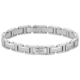 Ανδρικό βραχιόλι Boss 1580792 ατσάλινο σε ασημί χρώμα με ασημί μπρασελέ και μήκος 19cm.