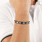 Ανδρικό Βραχιόλι Boss 1580794 Με Ασημί & Μαύρο Μπρασελέ
