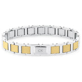 Ανδρικό βραχιόλι ταυτότητα Calvin Klein 35100009 δίχρωμο σε ασημί-χρυσό χρώμα κατασκευασμένο από χειρουργικό ατσάλι σε σχέδιο μπρασελέ. 