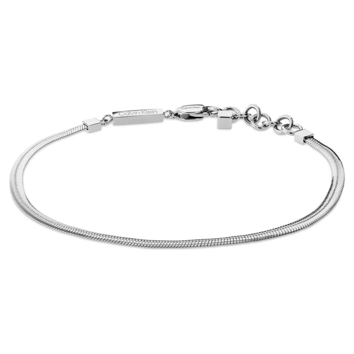 Ανδρικό βραχιόλι Calvin Klein 35100091 με λεπτή ασημί αλυσίδα τύπου snake από ανοξείδωτο ατσάλι.