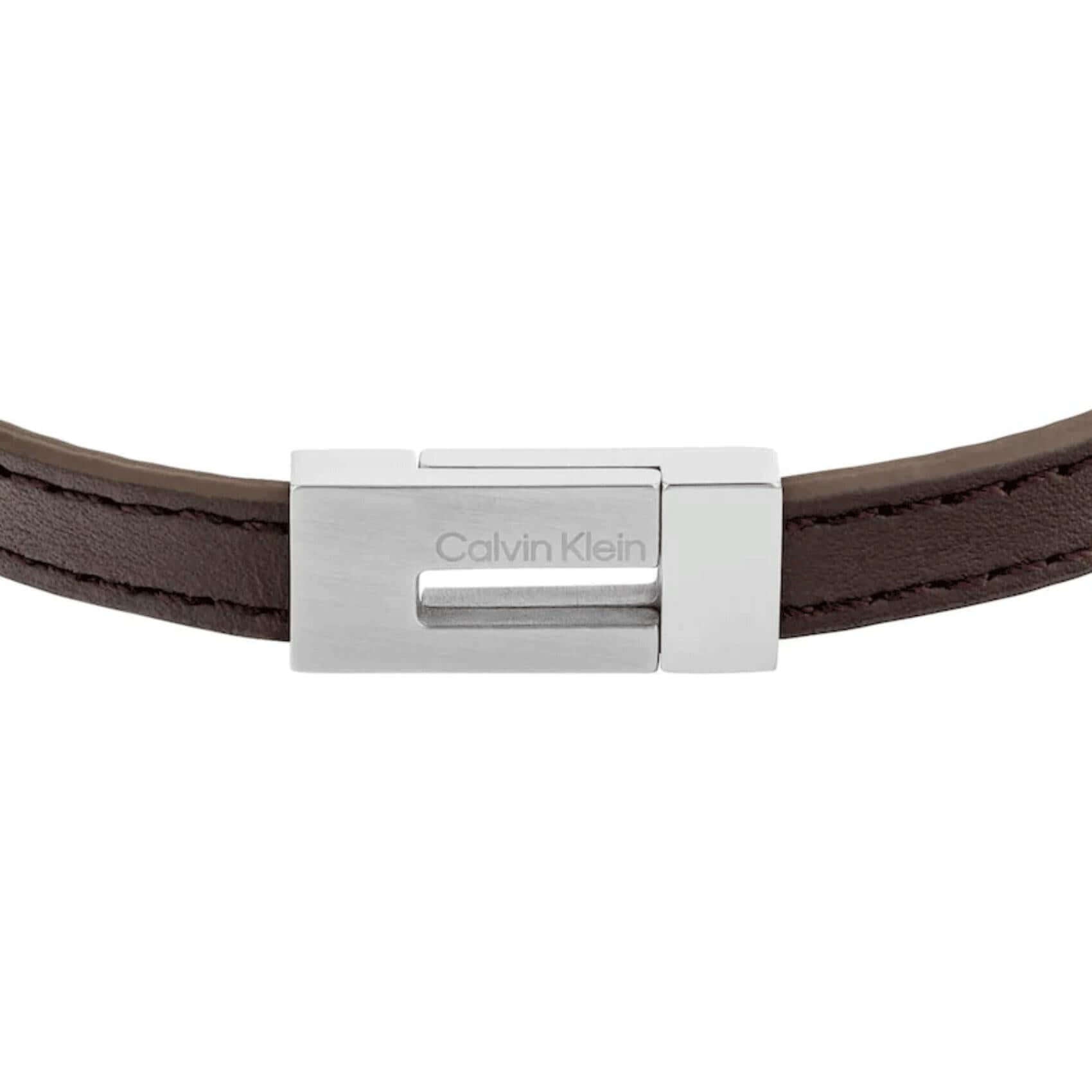 Ανδρικό Δερμάτινο Βραχιόλι σε Καφέ Χρώμα Calvin Klein 35100021, λεπτομέρεια