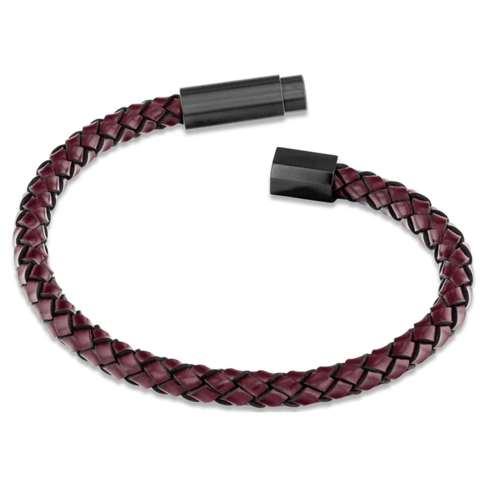 Ανδρικό δερμάτινο βραχιόλι Calvin Klein 35100045 καφέ με πλεκτό σχέδιο.