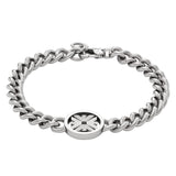 Ανδρικό βραχιόλι Emporio Armani EGS3041040 από ανοξείδωτο ατσάλι σε ασημί χρώμα με σχέδιο κρίκο-κρίκο και στρογγυλό κούμπωμα ασφαλείας.